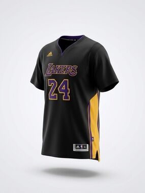 Adidas Black Lakers #24 Kobe Bryant Jersey with Gold and Purple Accents